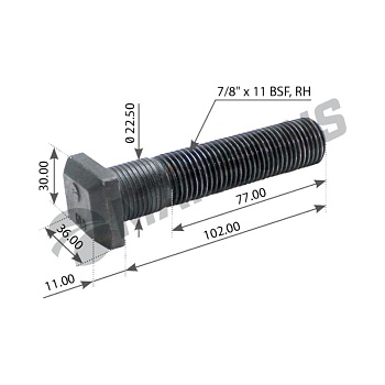 Болт колесный 7/8"*11 BSF*113/102 (лит. диск) SC