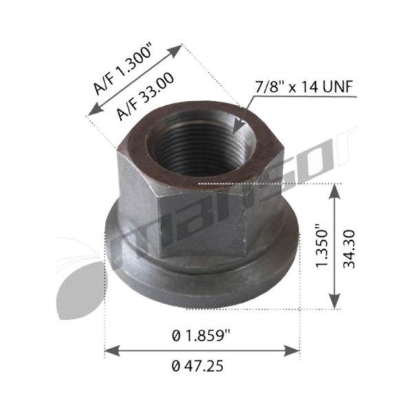 Гайка 7/8-14UNF колесная с отливом VOLVO Truck /