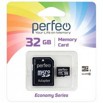 карта памяти microSD 32gb A- Perfeo HC 10 Class с адаптером