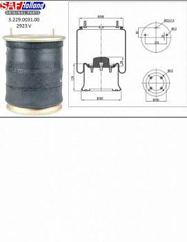 Пневмоподушка с металлическим стаканом H420, 2шп. M12, 1отв. M22 (4023NP03) SAF