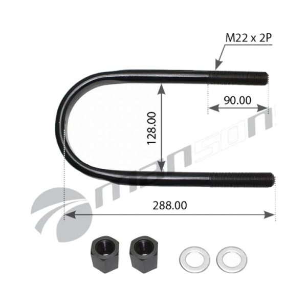 Стремянка рессоры M22x2.5x289 с гайками BPW