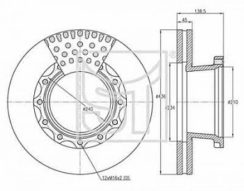 Диск тормозной 432x45x138.5 IVE