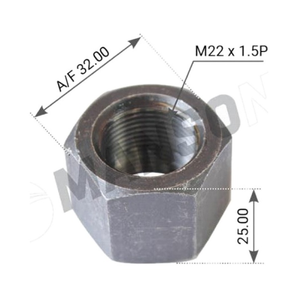 Гайка M22x1,5 H=25 ключ-SW32 колесная без юбки