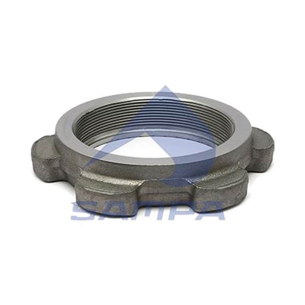 Гайка ступицы M100x2 Н=28 левая корончатая SCHMITZ, SAF