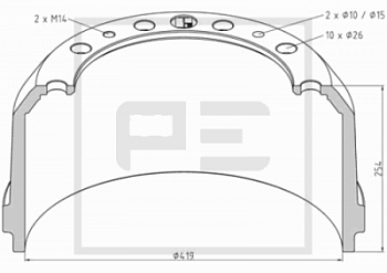 Барабан тормозной 419х211(203)x256 FRUE/SMB