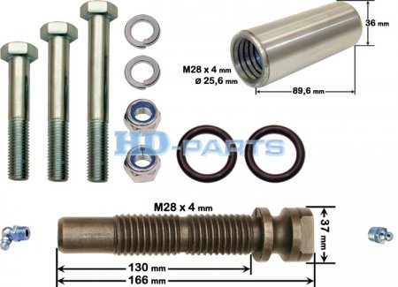Палец рессоры Scania 36.9*166 (в к-те с установ. болтами, втулк. и уплот.кольцами)