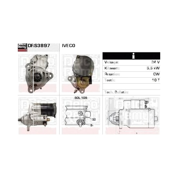 Стартер 24V 5.5kW 10z\Iveco EuroTech Cursor/ Stralis E38/39/43 дв. F3AE0681 / F3BE0681