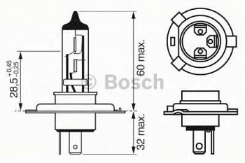 Лампа галоген 24V Н4 75/70W  Bosch