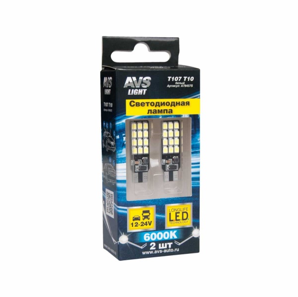 Светодиод Т10 12V T107 (W2.1x9.5D) 24SMD 2835 12-24V