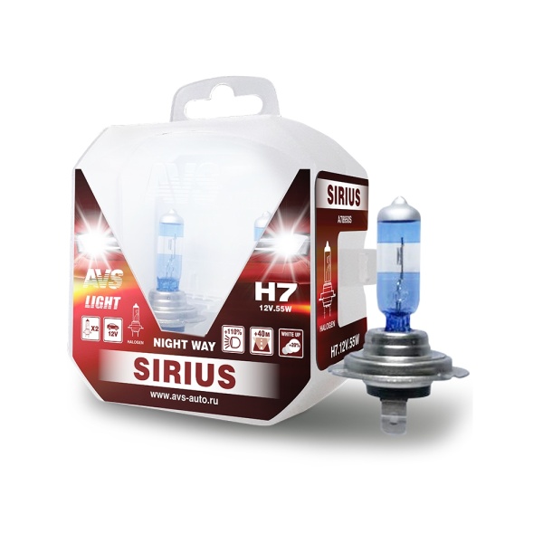Лампа галоген 12V H7 55W Sirius (к-т 2шт.)