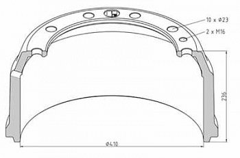 Барабан тормозной 410x170(160)x236 SETRA