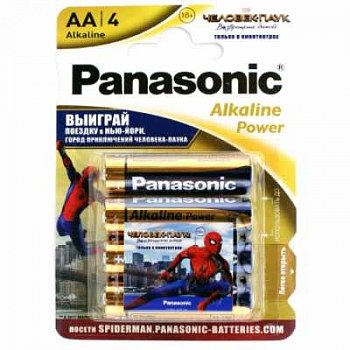 Батарейка щелочная PANASONIC LR6 (AA) Alkaline 1.5В (цена за 1 батарейку) бл/4