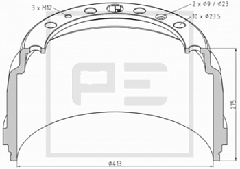 Барабан тормозной 413x214(203)x275 SC