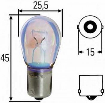 Лампа 12V цокольная P21W BA15s
