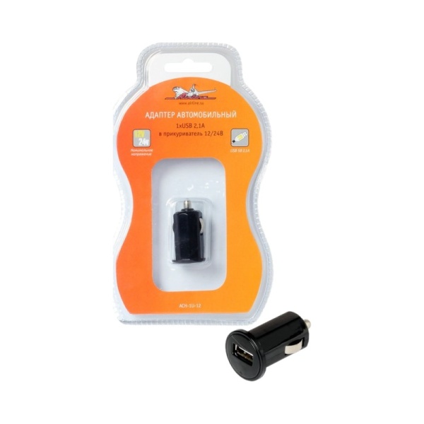 Адаптер автомобильный 1usb 12/24