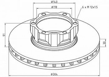 Диск торм !304/118x30/91 6n-140-M12x1.5 \Omn MB