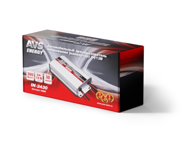 преобразователь напряжения 24-12V (30А) AVS IN-2430