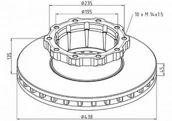 Диск тормозной 438x45x135 MB Neoplan