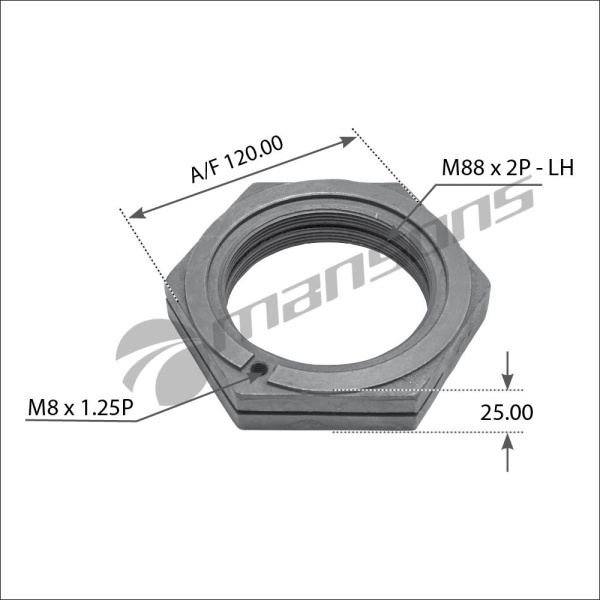 Гайка M88x2x25 ступицы SMB/Fruehauf левая