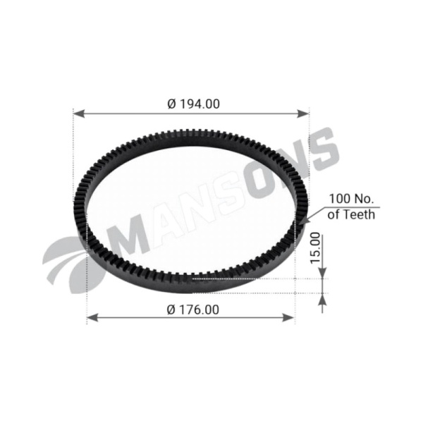 Кольцо ABS металл зубчатое 176x194x15 z=100 BPW