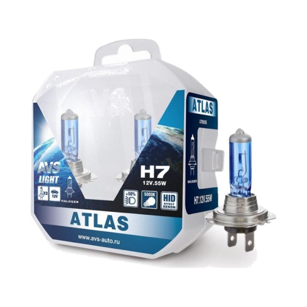 Лампа галоген 12V H7 55W ATLAS (к-т 2шт.)
