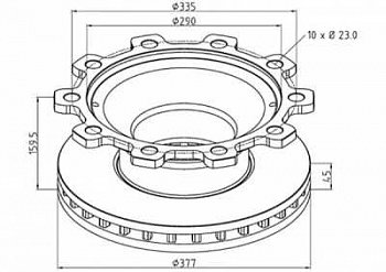 Диск тормозной 378x45x160 BPW