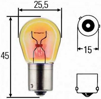 Лампа 12V цокольная 21W BAU15s оранжевая (смещенные контакты)