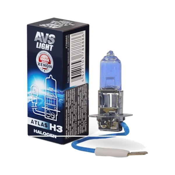 Лампа галоген 12V H3 AVS 5000K ATLAS BOX