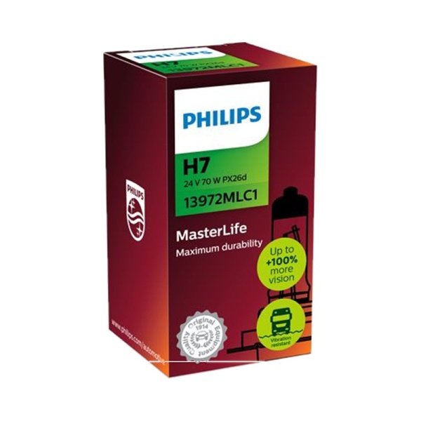 Лампа галоген 24V H7 70W PK22S MasterLife (увеличенный срок службы)
