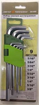 Набор ключей шестигранных, 9 шт