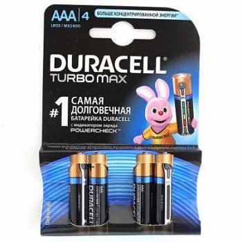 Батарейка щелочная DURACELL LR03 (AAA) TURBO 1.5В (цена за 1 батарейку) бл/4