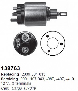 Реле втягивающие стартера FORD Fiesta / Focus / Fusion 1,25-1,6 95