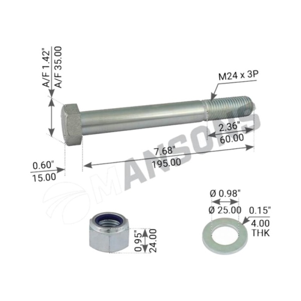 Болт M24*200*3 амортизатора