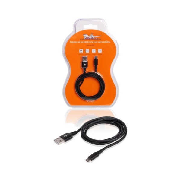Кабель USB - micro USB 1м, черный нейлоновый (ACH-M-23)
