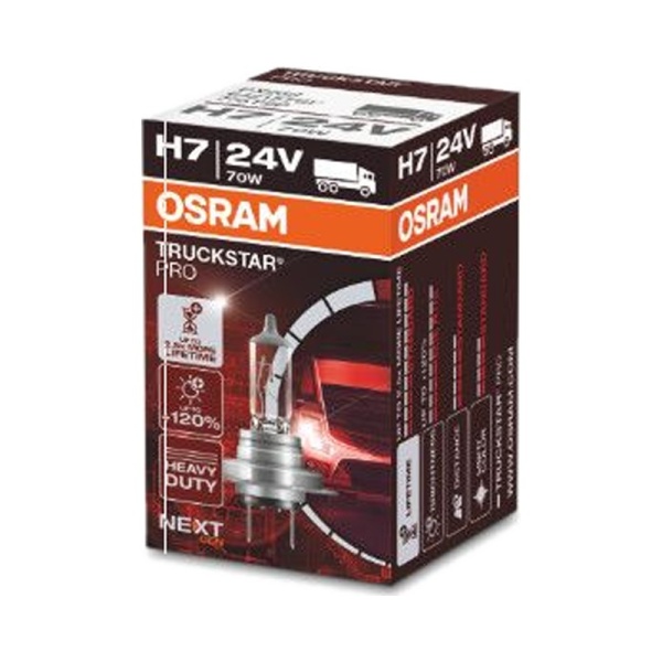 Лампа галоген Н7 24V 70W (виброустойчивая+увел.срок сл.+100%) Truckstar Pro