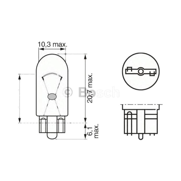 Лампа 12V W5W без цоколя габарит W2.1X9.5D