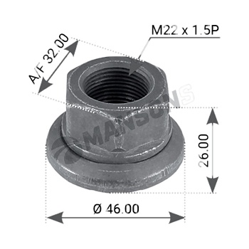 Гайка M22x1.5 H=31 SW32 колесная с вращающейся юбкой \Omn MB.MAN.BPW