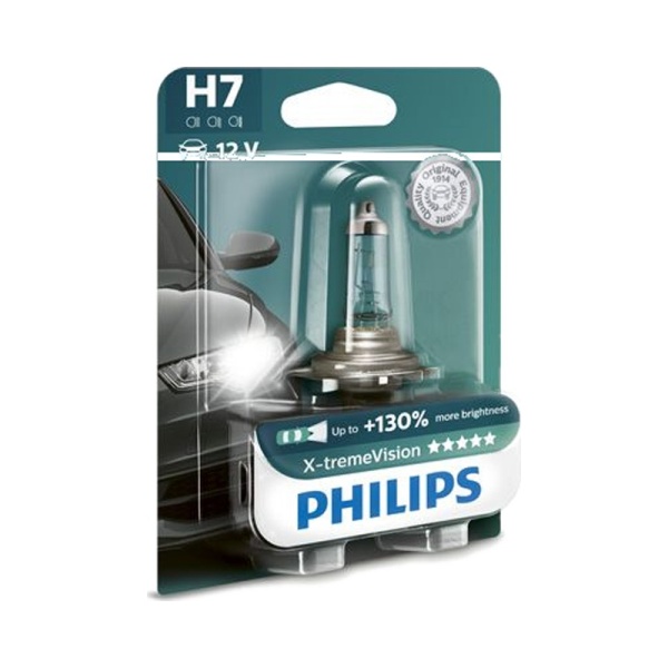 Лампа галоген 12V H7 55W PHILIPS + 130% X-treme Vision