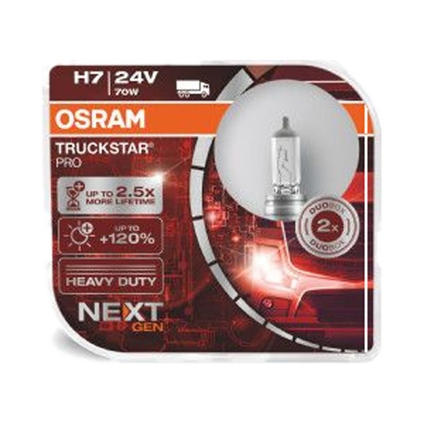 Лампа галоген Н7 24V 70W (виброустойчивая+увел.срок сл.+100%) Truckstar Pro (2шт.) DuoBox