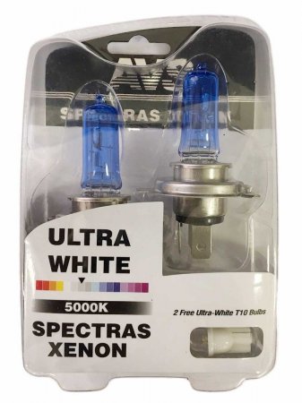 Лампа 12V газонаполненная H4 AVS 5000K Spectras (к-т 2шт. + 2шт. T10)