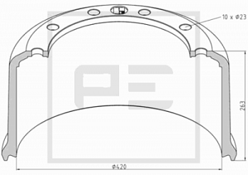 Барабан тормозной 420x210(200)x259 BPW