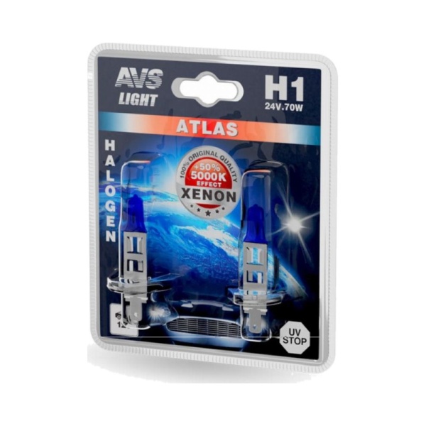 Лампа галоген 12V H1 AVS 5000K ATLAS